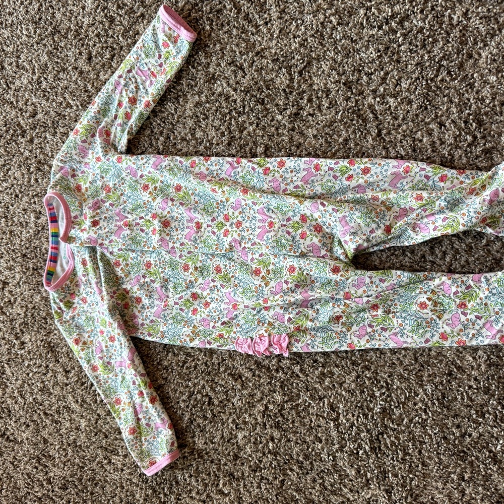 Magnetic Me Floral Baby Onesie with Pink Trim